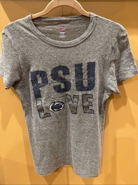 Penn State: PSU Soffe Heather Gray Fan PSU Love Navy Graphic Tee size large